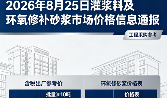 达拉特2026年8月25日灌浆料及环氧修补砂浆市场价格信息通报